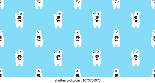 bear seamless pattern polar bear panda vector teddy isolated repeat background wallpaper blue