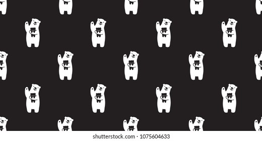 bear seamless pattern polar bear panda vector teddy isolated repeat cartoon background wallpaper black