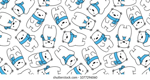 bear seamless pattern polar bear panda vector teddy scarf isolated background wallpaper