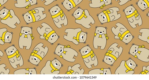 bear seamless pattern polar bear panda vector teddy scarf isolated background wallpaper brown