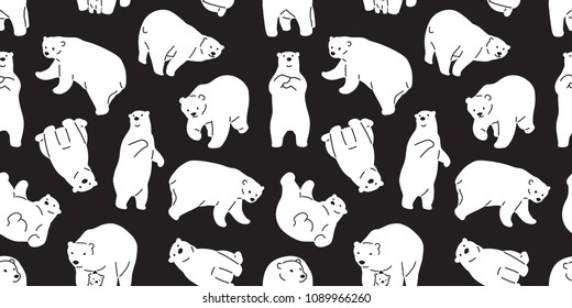 bear seamless pattern polar bear panda vector teddy background isolated repeat wallpaper black