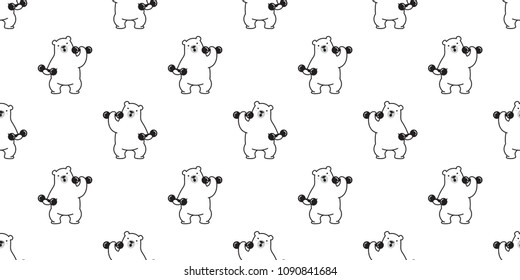 bear seamless pattern polar bear panda vector teddy weight training gym sport isolated background wallpaper white