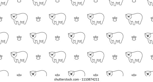 Bear seamless pattern polar bear paw vector background illustration cartoon tile wallpaper isolated