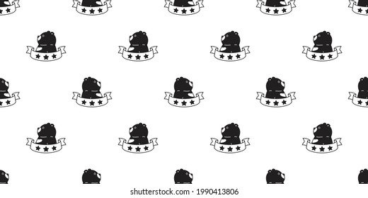 Bear seamless pattern polar bear ribbon vector cartoon doodle tile wallpaper repeat background illustration design