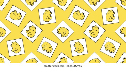 Oso sin fisuras patrón Oso polar sentado Vector de dibujos animados doodle