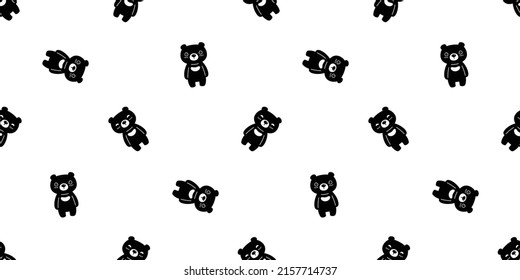 bear seamless pattern polar teddy vector cartoon character tile background repeat wallpaper gift wrapping paper doodle illustration pet design scarf isolated