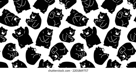 bear seamless pattern polar teddy vector sitting cartoon tile background repeat wallpaper gift wrapping paper illustration doodle pet design black scarf isolated