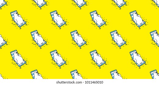 Bear Seamless Pattern Polar Bear vector beach bed isolated holiday wallpaper background yellow