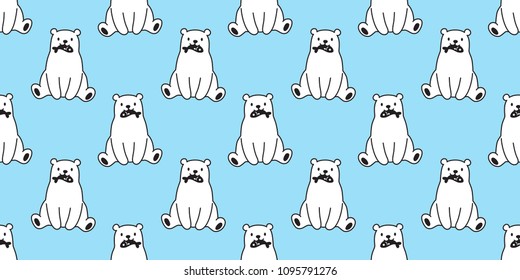 bear seamless pattern polar bear vector panda teddy isolated repeat wallpaper background doodle cartoon blue