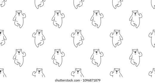 bear seamless pattern polar bear vector panda teddy running isolated background repeat cartoon doodle wallpaper