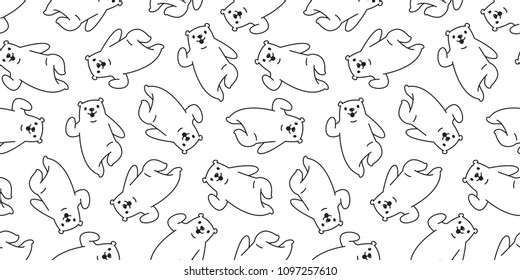 bear seamless pattern polar bear vector panda teddy running isolated background repeat wallpaper cartoon doodle