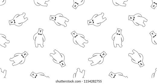 bear seamless pattern polar bear vector bow tie panda teddy scarf cartoon isolated tile background repeat wallpaper illustration