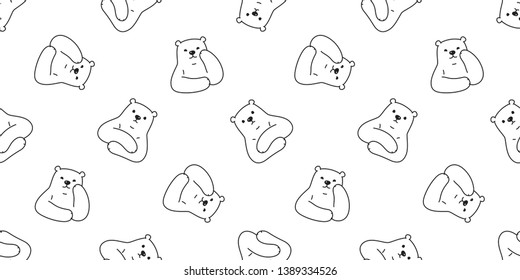 Bear seamless pattern polar bear vector cartoon scarf isolated repeat background tile wallpaper doodle illustration