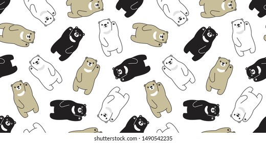 Bear seamless pattern polar bear vector scarf isolated cartoon repeat background tile wallpaper illustration doodle design