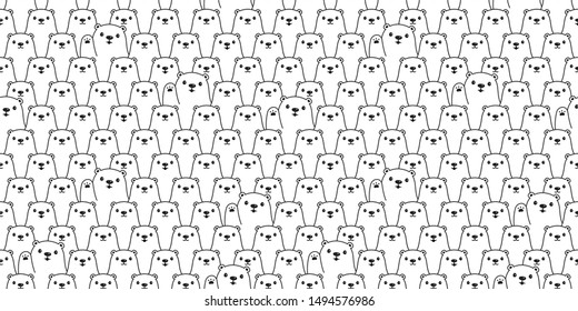 Bear seamless pattern polar bear vector teddy scarf isolated cartoon repeat background tile wallpaper illustration doodle design