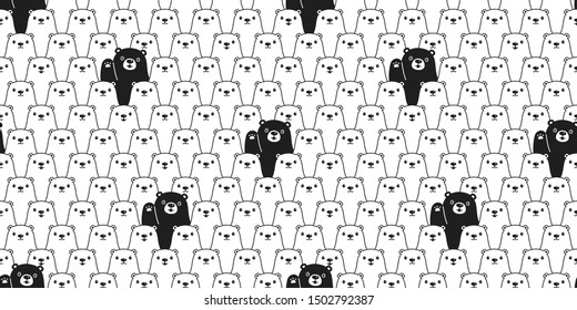 Bear seamless pattern polar bear vector teddy scarf isolated teddy cartoon repeat background tile wallpaper illustration doodle design