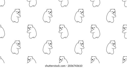 Bear seamless pattern polar vector teddy cartoon scarf gift wrapping paper repeat wallpaper tile background doodle illustration design