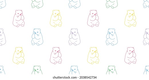 Bear seamless pattern polar vector teddy cartoon scarf gift wrapping paper repeat wallpaper tile background doodle illustration color design