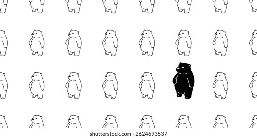 bear seamless pattern polar bear vector cartoon doodle black fat teddy tile background gift wrapping paper repeat wallpaper scarf isolated illustration design
