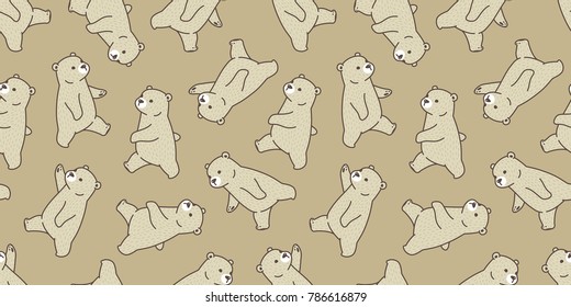 Bear seamless pattern polar bear vector isolated background wallpaper brown