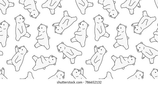 Bear seamless pattern polar bear vector isolated background wallpaper white