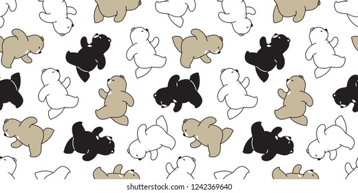 Bear seamless pattern running vector polar bear cartoon character icon logo illustration doodle