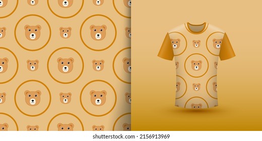 Bear seamless pattern with shirt