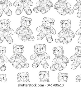 Bear seamless pattern. Surface kid decoration with black hand drawn bears.Vector illustration. Cloth design, wallpaper, wrapping.