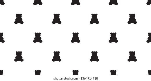 Bear seamless pattern teddy polar bear vector cartoon repeat wallpaper scarf isolated tile background illustration doodle