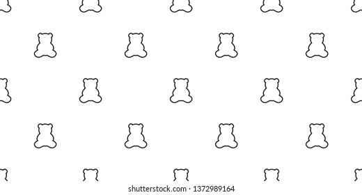 Bear seamless pattern teddy polar bear vector cartoon scarf isolated repeat wallpaper tile background doodle illustration white