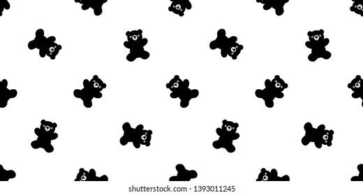 Bear seamless pattern teddy polar bear vector doll cartoon scarf isolated repeat wallpaper tile background doodle illustration
