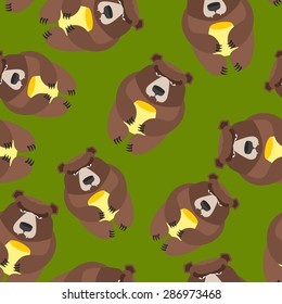 Bear seamless pattern. Vector background of wild animals
