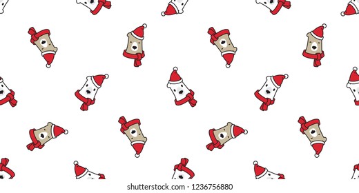 Bear seamless pattern vector Christmas tree polar bear Santa Claus hat scarf isolated illustration cartoon tile background repeat wallpaper