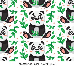 Bear seamless pattern vector panda polar bear bamboo teddy scarf isolated repeat wallpaper tile background cartoon character doodle illustration on white background