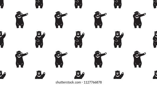 Bear seamless pattern vector polar Bear dab dance tile background repeat wallpaper scarf isolated illustration