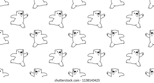 bear seamless pattern vector polar bear panda teddy isolated background cartoon doodle repeat wallpaper