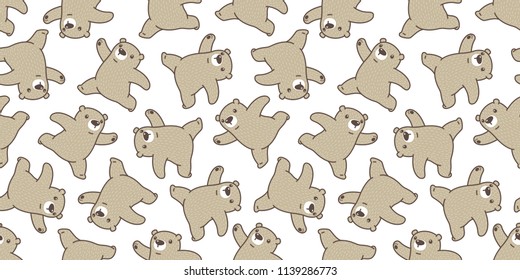 bear seamless pattern vector polar bear run Happy teddy panda scarf isolated tile background cartoon illustration doodle repeat wallpaper