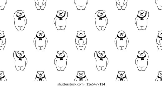 Bear seamless pattern vector polar Bear cartoon tile background scarf isolated repeat wallpaper illustration