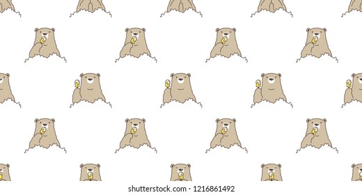 Bear seamless pattern vector Polar Bear ice cream cartoon forest wood isolated tile background repeat wallpaper