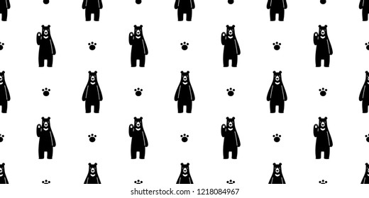 Bear seamless pattern vector polar bear paw footprint cartoon illustration tile background repeat wallpaper scarf isolated