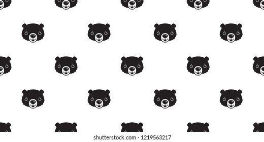 Bear seamless pattern vector polar bear smile cartoon illustration repeat wallpaper scarf isolated tile background