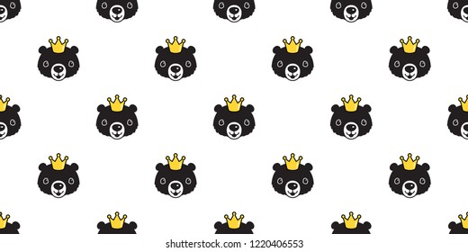 Bear seamless pattern vector polar bear crown cartoon scarf isolated illustration repeat wallpaper tile background