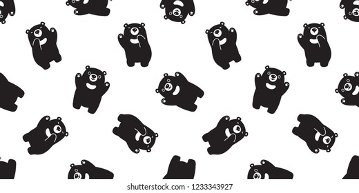 Bear seamless pattern vector polar bear Happy dancing scarf isolated cartoon illustration tile background repeat wallpaper