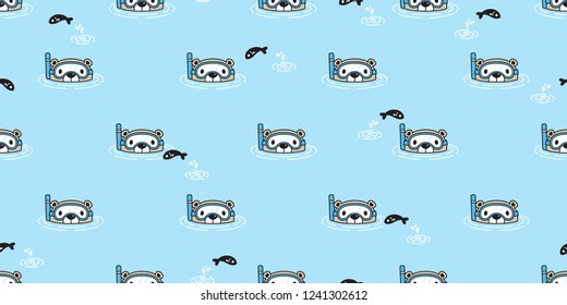 Bear seamless pattern vector polar bear diving swimming pool scarf isolated cartoon illustration tile background repeat wallpaper doodle