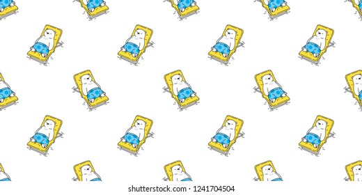 Bear seamless pattern vector polar bear sleeping beach bed summer scarf isolated cartoon illustration tile background repeat wallpaper doodle