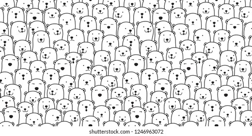 Bear seamless pattern vector polar bear breed scarf isolated cartoon illustration tile background repeat wallpaper doodle white