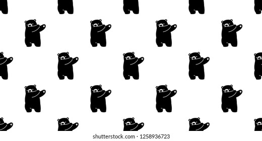 Bear seamless pattern vector polar bear dab dancing cartoon scarf isolated repeat wallpaper tile background illustration