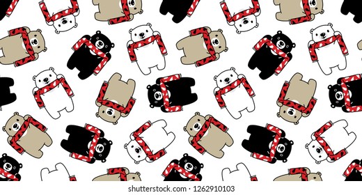 Bear seamless pattern vector polar bear Christmas tree scarf Santa Claus Xmas cartoon isolated tile background repeat wallpaper illustration