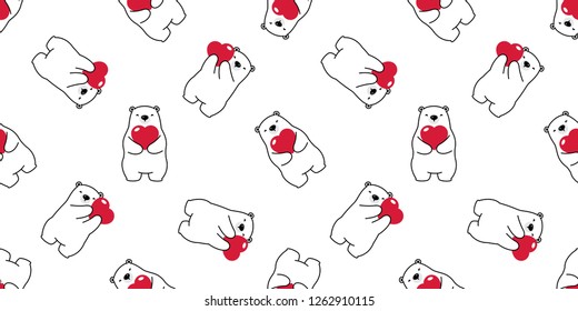 Bear seamless pattern vector polar bear heart valentine hug cartoon scarf isolated illustration repeat wallpaper tile background