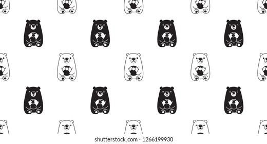 Bear seamless pattern vector polar bear ball balloon cartoon teddy scarf isolated repeat wallpaper tile background illustration